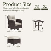 LayinSun 5 Pieces Patio Outdoor Conversation Set, Wicker Furniture Set with Swivel Chairs and Ottomans 4-Seat