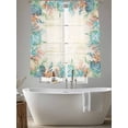 thumbnail image 5 of Summer Starfish Coral Sheer Curtains 63 Inch Long 2 Panels, Watercolor Seaweed Ocean Retro Light Filtering Rod Pocket Curtains, Sheer Voile Drapes for Living Room Bedroom, 52"x63", 5 of 8