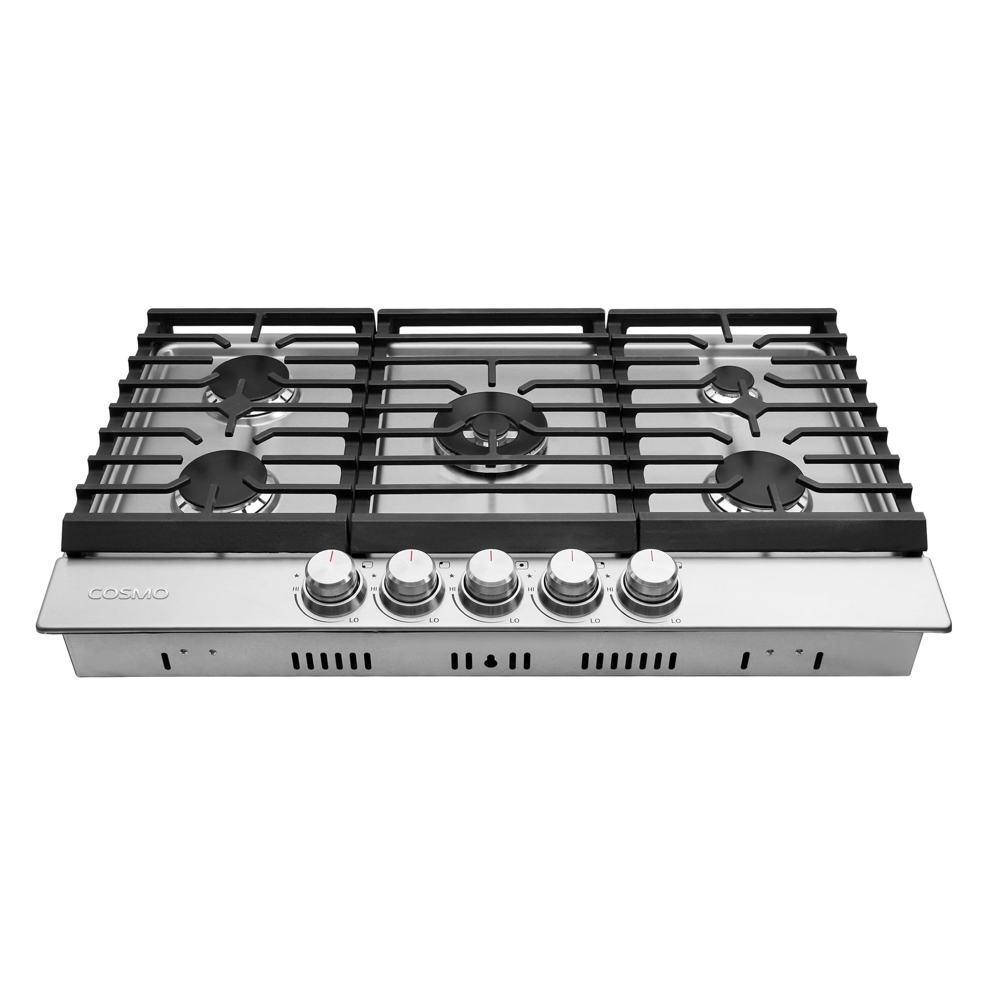 Cosmo 36 in. Haven Collection Drop-in Gas Cooktop with 5 Sealed Burners, Cast Iron Grates in Stainless Steel