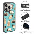 thumbnail image 2 of WIRESTER Shockproof Soft Rubber Cover Case for Apple iPhone 16 Pro 6.3" 2024, Pug Funny Playful Postures Teal, 2 of 5