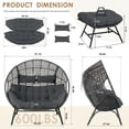 thumbnail image 5 of RADIATA Double Egg Chair with Ottoman & 6.5" Cushions, 57.1 Wide Oversized Indoor Outdoor Wicker Loveseat, Stationary Patio Lounge Chair for Balcony, Garden, Dark Grey, 5 of 10