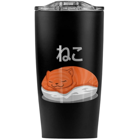 Cat Fish Sushi Neko Hiragana Stainless Steel 20 oz Travel Tumbler, Vacuum Insulated & Double Wall with Leakproof Sliding Lid | Great for Coffee/Hot Drinks and Cold Beverages
