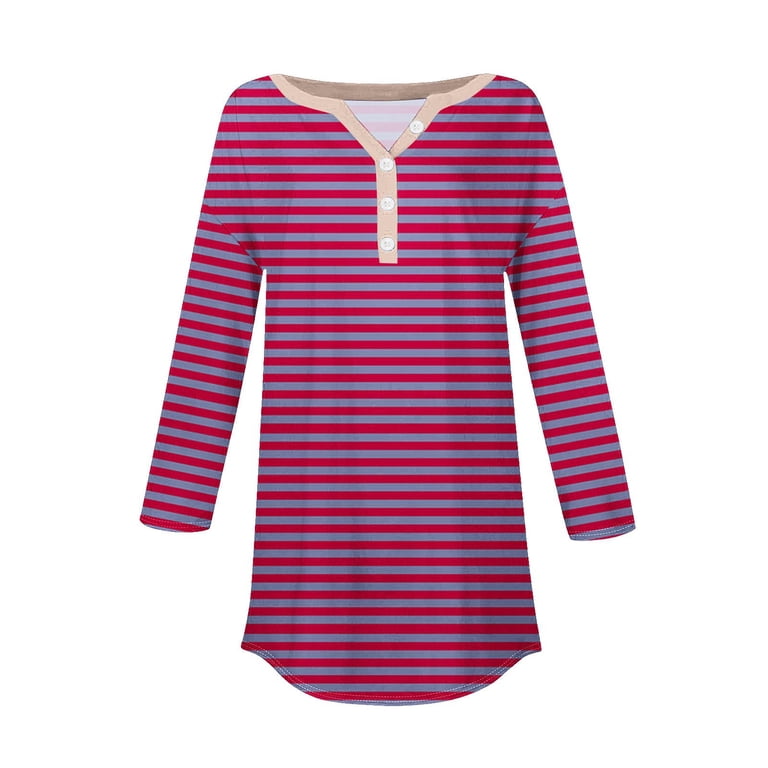 TKLPEHG 3/4 Sleeve Shirts for Women Crew Neck Button Tunic Tops