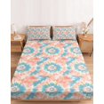 thumbnail image 2 of Twin XL Size Fitted Sheet Set - Teal Orange 2 Piece Bedding Sets 16" Deep Pocket Fitted Sheet with 1 Pillowcases, Modern Tie Dyeing Contemporary Abstract Art Brushed Microfiber Hotel Bed Sheets, 2 of 9