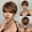 Brown, variant on Riousery Women's Short Layered Pixie Cut Wig with Bangs Natural Fluffy Synthetic Hair, 11.02 inches / 28 cm, Dark Coffee