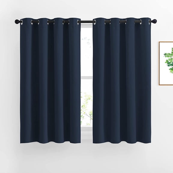 Blackout Curtains and Drapes for Kitchen - Thermal Insulated Solid Grommet Top Blackout Panels/Draperies for Kid's Room (Navy, 1 Pair, 52 x 54 Inch)