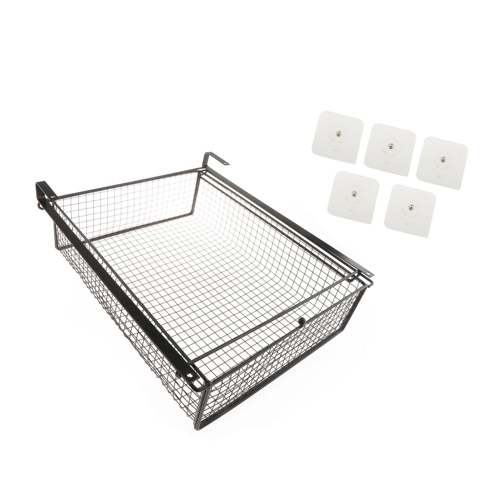 TISHITA under Desk Organizer Drawer Hanging under Desk Box Pull Out Table Shelf under Shelf Storage Basket for Pantry Desktop Clothes Black