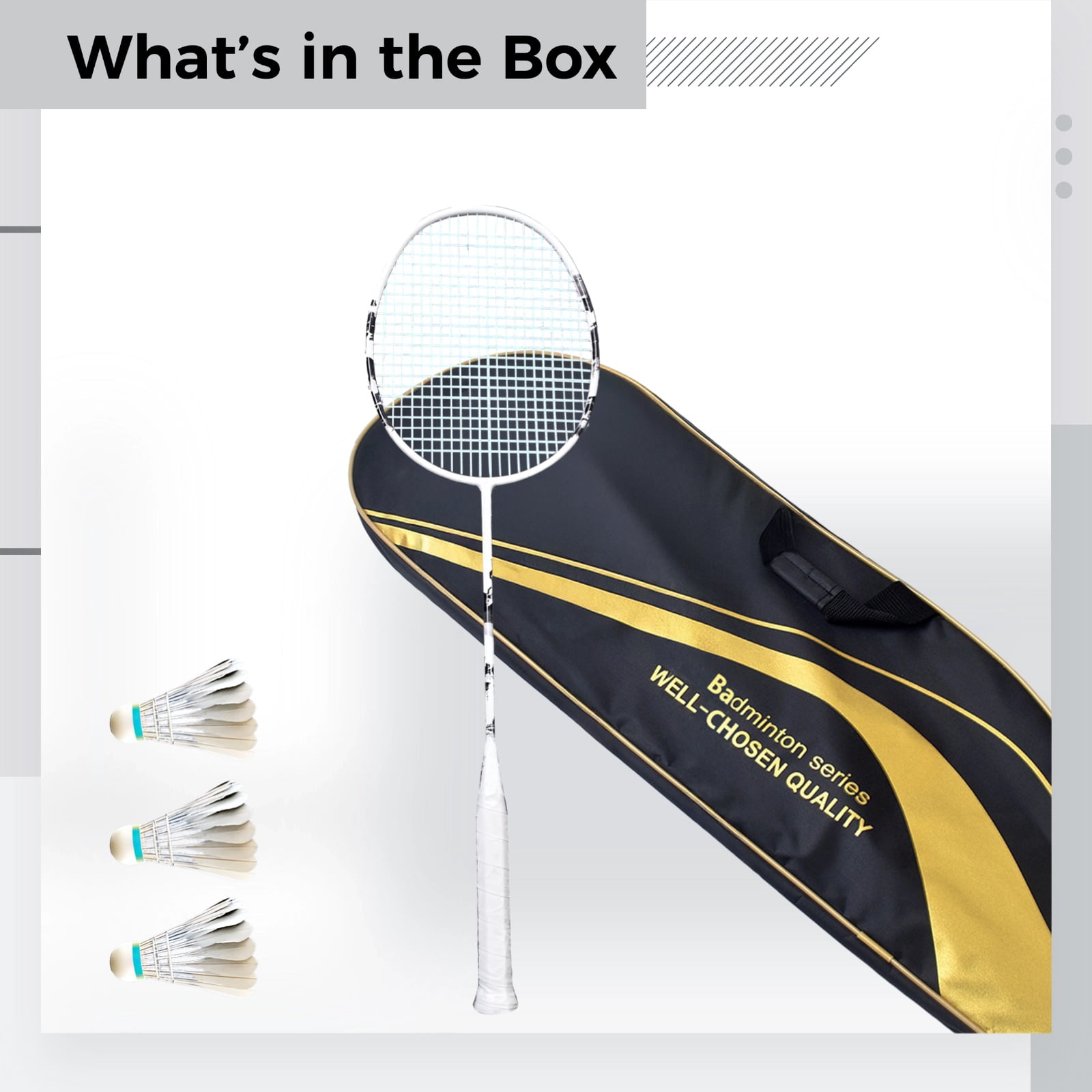 Carbon Fiber Badminton Racket Set, Lightweight 4U Training Racquet with Handle & Carrying Case, High-Tension String Badminton Racket Kit with 3 Shuttlecocks and Grip Tape