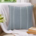 thumbnail image 3 of 20x20 Pillow Covers Set of 2, Blue Striped Throw Pillow Covers Decorative Couch Cushion Case, Farmhouse Linen Texture Line Stripes Microfiber Square Pillowcases for Bedroom Car Living Room, 3 of 9