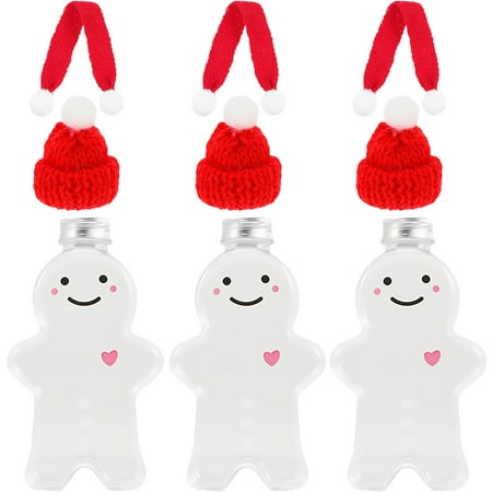 

3 Sets Juice Bottles Festival Small Empty Bottles Xmas Milk Bottles with Hats Scarves 500ml