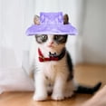 thumbnail image 5 of Pet Sun Hat for Cats, Breathable Cat Sun Hat with Earholes for Small Cats and Puppies, Lightweight Terylene Summer Outdoor Hat, UV Protection Wide Brim Pet Hat, Blue/Yellow/Purple 10in, 5 of 7