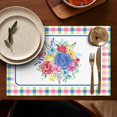 thumbnail image 5 of Linen Placemats Set Of 6 11.8x17.7 Inch,Pioneer Colorful Flowers Fabric Table Mats,Resistant Washable Wipeable Table Mat for Party Kitchen Dining Home Decor, 5 of 5