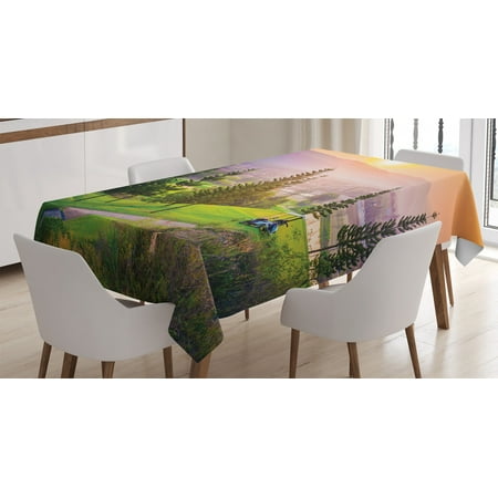 

Farm House Decor Tablecloth Vibrant Golf Resort Park in Spring Season with Trees Sunset Hills and Valley Rectangular Table Cover for Dining Room Kitchen 60 X 90 Inches Multi by Ambesonne
