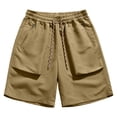thumbnail image 5 of cllios Men's Hiking Shorts Elastic Waist Drawstring Multi Pockets Quick Dry Cargo Shorts for Camping Fishing Outdoor Coffee XL, 5 of 10