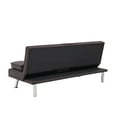 thumbnail image 3 of 67" Folding Sofa Bed with Adjustable Backrest and Silver Metal Legs, Modern Leather Multifunctional Double Sofa Bed with Coffee Table in the Middle for Living Room Bedroom, Brown, 3 of 9
