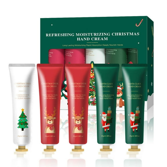 5 Pack Christmas Hand Cream Gift Set, Hand Lotion for Dry Cracked Hands, Hand Cream for Women Men Nourishing and Moisturizing, Portables Hand Care Cream Various Fragrances