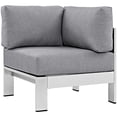 thumbnail image 4 of Modway Shore 4 Piece Outdoor Patio Aluminum Sectional Sofa Set in Silver Gray, 4 of 5