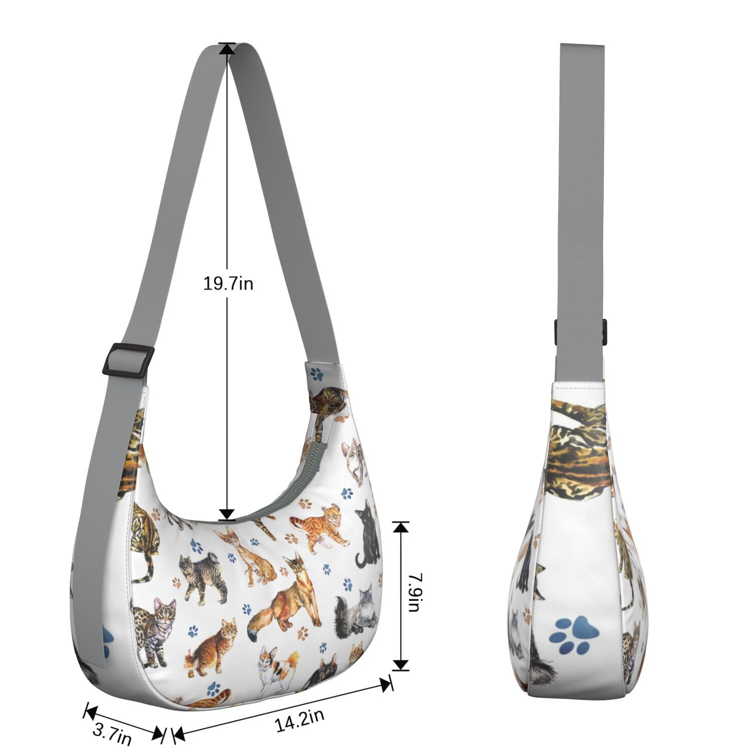 Casual Shoulder Purse for Women – Trendy & Spacious, Watercolor Cat Artwork, Cat Lover Gift Design, Durable Crossbody Handbag