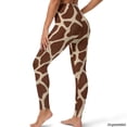 thumbnail image 2 of Xoenoiee Brown Giraffe Print Workout Leggings for Women, 2 of 6