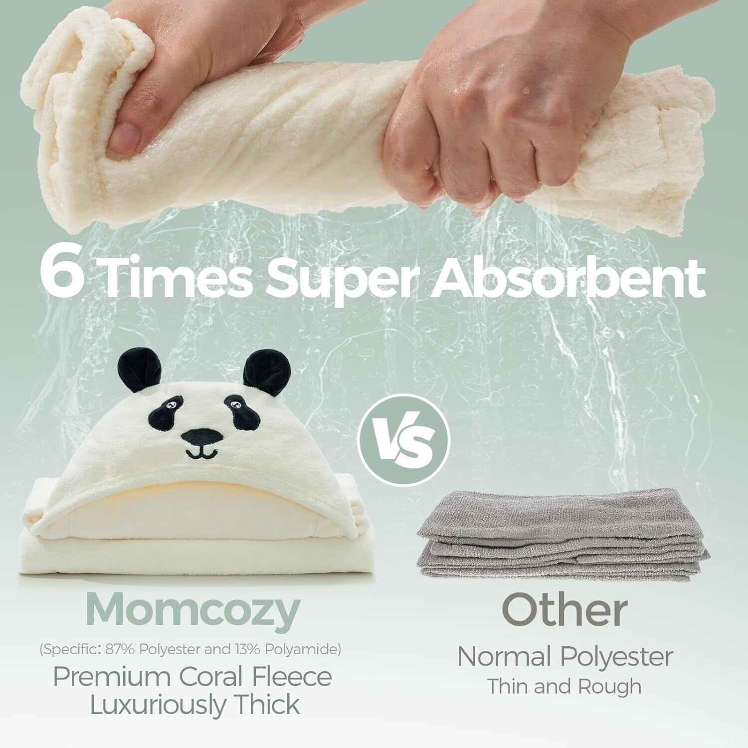 Momcozy Hooded Baby Towels-Visualize Health Label -Soft Premium Coral Fleece Bath Towel -Ultra Absorbent for Baby Cozy and Warm-Bath Essential for Newborn, Infant and Toddler(28 x 55 Inch, L x W)