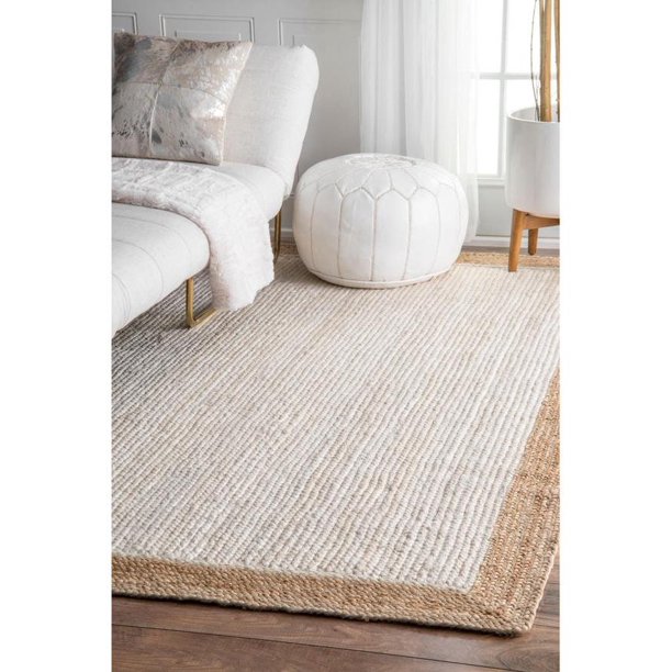 Gahilot International Natural Jute Rug Hand Braided Rectangle Area Rug