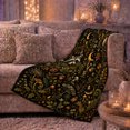 thumbnail image 6 of Black Woodland Wildlife Flannel Blanket for Forest Animal Art Fans, Living Room and Reading Nook Home Decor Birthday Gift with Soft Vintage Raccoon Owl Autumn Leaf Motif, 6 of 9