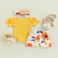 thumbnail image 4 of Barboteuse Tricotée pour Bébé, Chemise, Pantalon à Fleurs, Bandeau, 4 of 8