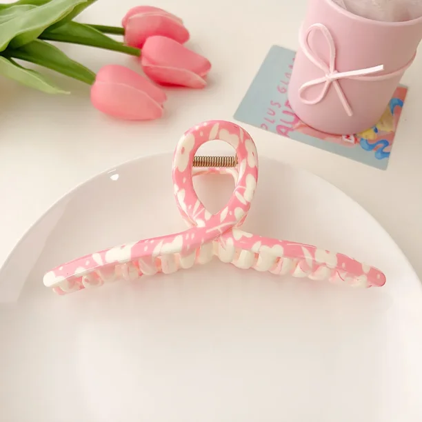 Clip de agarre estampado súper grande de 13cm, Clip de cangrejo de pelo de disco coreano fresco y dulce, horquilla Premium para niña, accesorios para el cabello