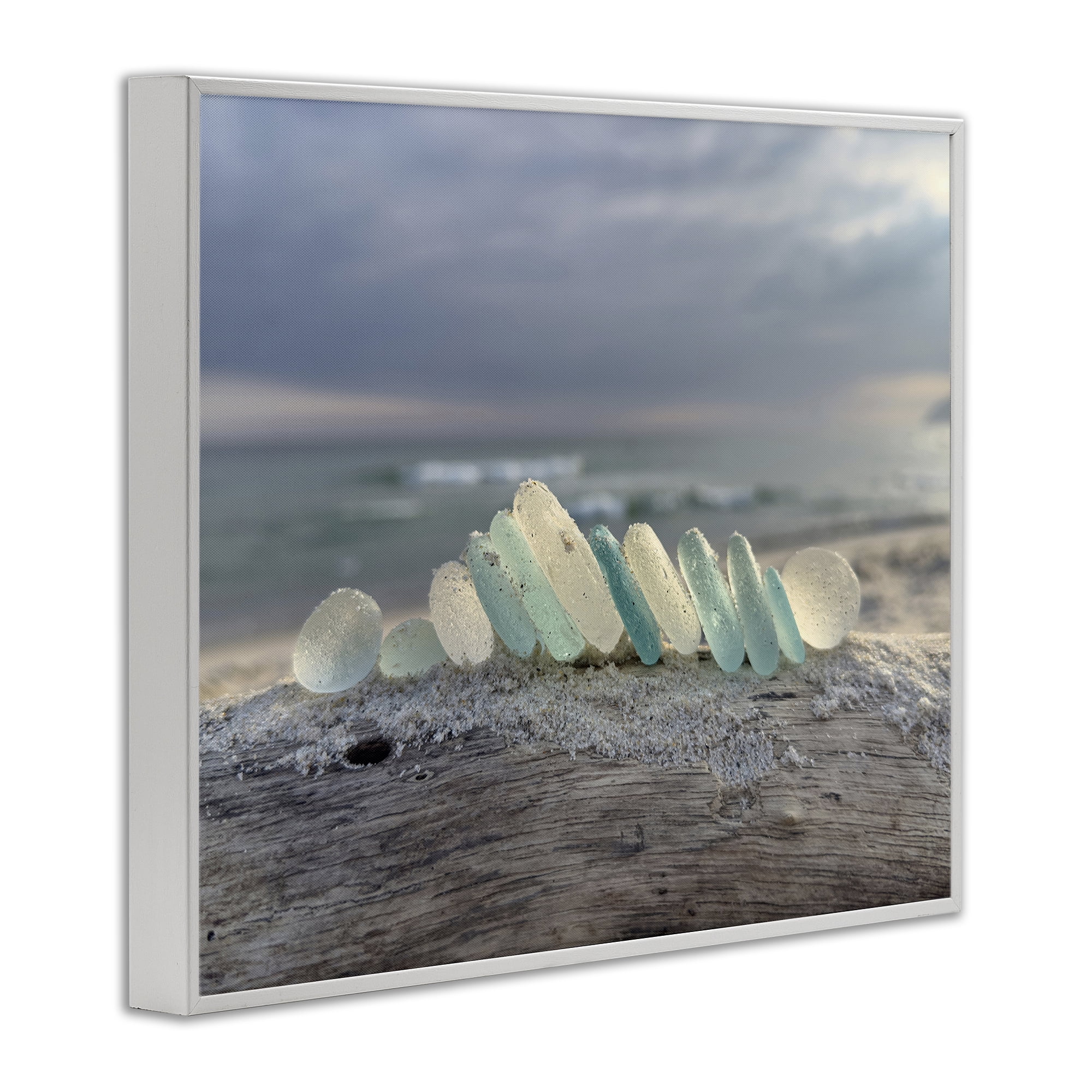 Stupell Industries Sea Glass On Driftwood White Framed Giclee Art, design by LMarie Allen