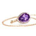 thumbnail image 5 of Galaxy Gold 14K Solid Rose Gold 18" Necklace with Natural Diamonds and Pear-Shaped Amethyst, 14"-24" Sizes, February Birthstone, Symbol of Serenity, 5 of 7