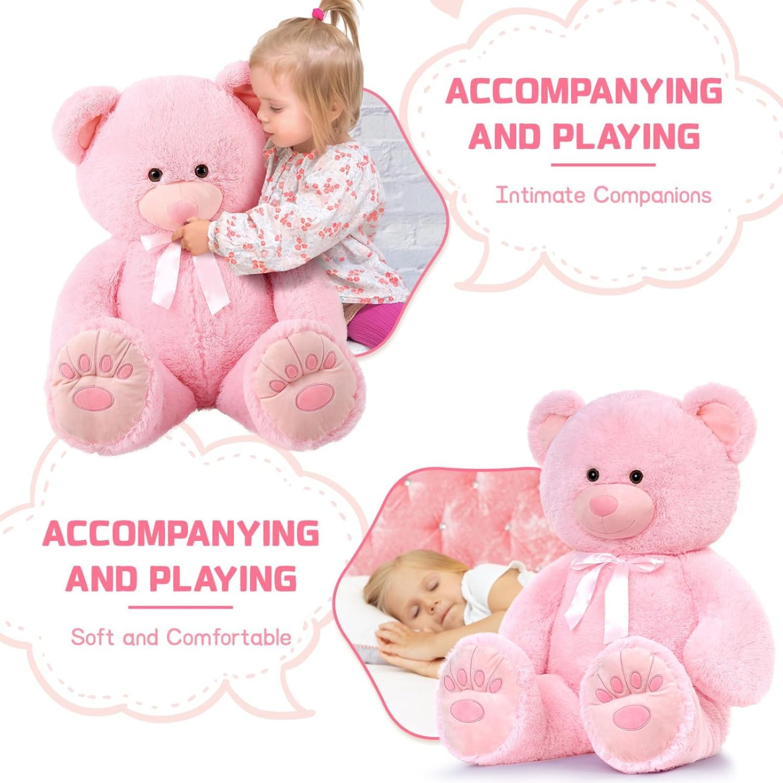 Morismos Pink Giant Teddy Bear with Bow photo 7