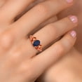 thumbnail image 4 of Gem Stone King 18K Rose Gold Plated Silver Blue Sapphire and Orange Sapphire Filigree Style 3 Stone Ring for Women (2.90 Cttw, Oval 8X6MM and 6X4MM) (Size 6), 4 of 6