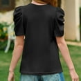 thumbnail image 6 of THDHVS Shirts for Girls,Girls Tops,Summer Fashion Girls Puff Short Sleeve Tops Kids T Shirts Round Neck Tees 4-14 Years Black 4-5 Years, 6 of 7