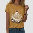thumbnail image 2 of enyan Halloween Shirts Womens Tops Halloween Shirts for Women Cute Ghost Shirt Fall Pumpkin Tshirt Lover Graphic Tees casual Short Sleeve Tops Yellow,XL, 2 of 2