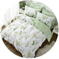 thumbnail image 6 of HANRU Floral Duvet Cover Set 100% Cotton Green Striped and Beige Bedding White Flower Branches Print 600 TC Soft Reversible Zipper Bed Cover & 2 Pillowcases，King/California King, 6 of 16