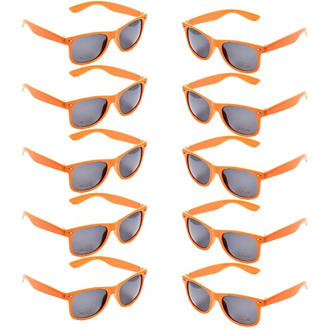 10 Packs UV Protection Neon Colors 80's Retro Style Party Favors Sunglasses,Orange