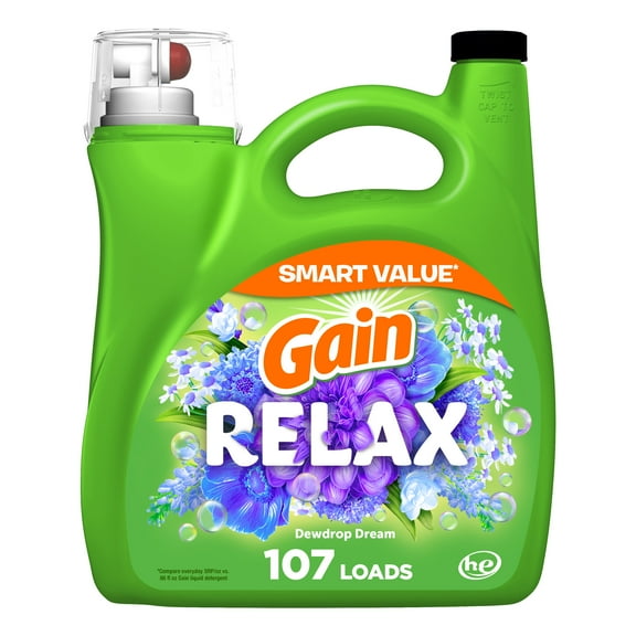 Gain Liquid Laundry Detergent, Relax, 154 fl oz, 107 Loads, HE