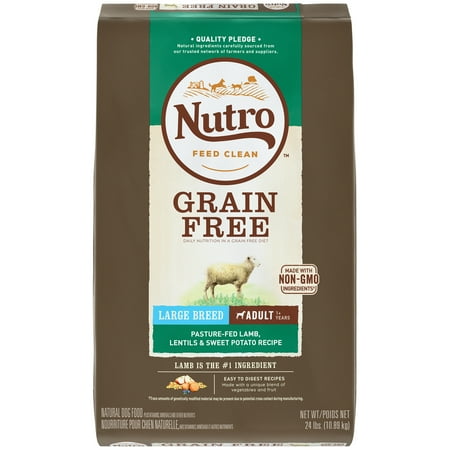 Nutro Grain Free Large Breed Adult Pasture-Fed Lamb, Lentils And Sweet Potato Dry Dog Food 24 Pounds
