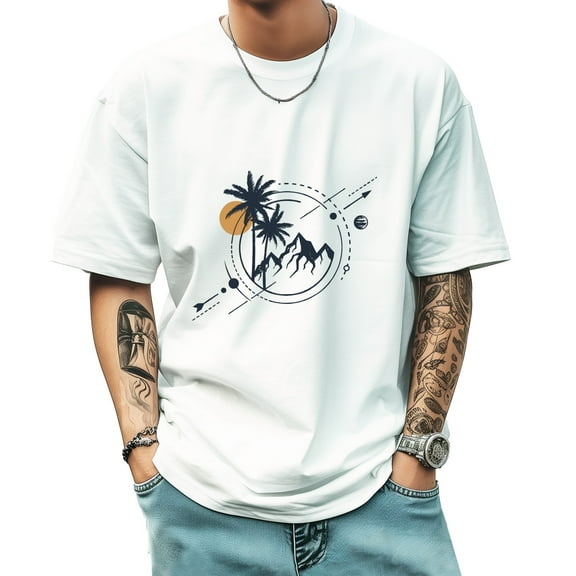 Graphic Tees for Men Summer New Print Casual Tee Fashion Trend Sports Shirt Select