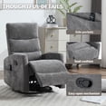 thumbnail image 2 of Heat Massage Manual Recliner Chair with 360 Degree Swivel Rocker and Lumbar Support in Soft Fabric for Living Room, Grey, 2 of 7