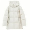 thumbnail image 2 of Cadancy Puffy Jackets Women with Hood Double Zippers Long Sleeve Quilted Jacket Zip Pockets Oversized Mid Length Puffer Coats Winter Warm Fashion Down Coat 2025, 2 of 3