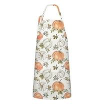 Fall Pumpkins Leaves Pattern Apron-Garden Aprons for Women with Pockets-Cotton Linen Waterproof Kitchen Cooking Gardening Aprons Adjustable for Kitchen,Cooking,BBQ and Salon 33"x27"