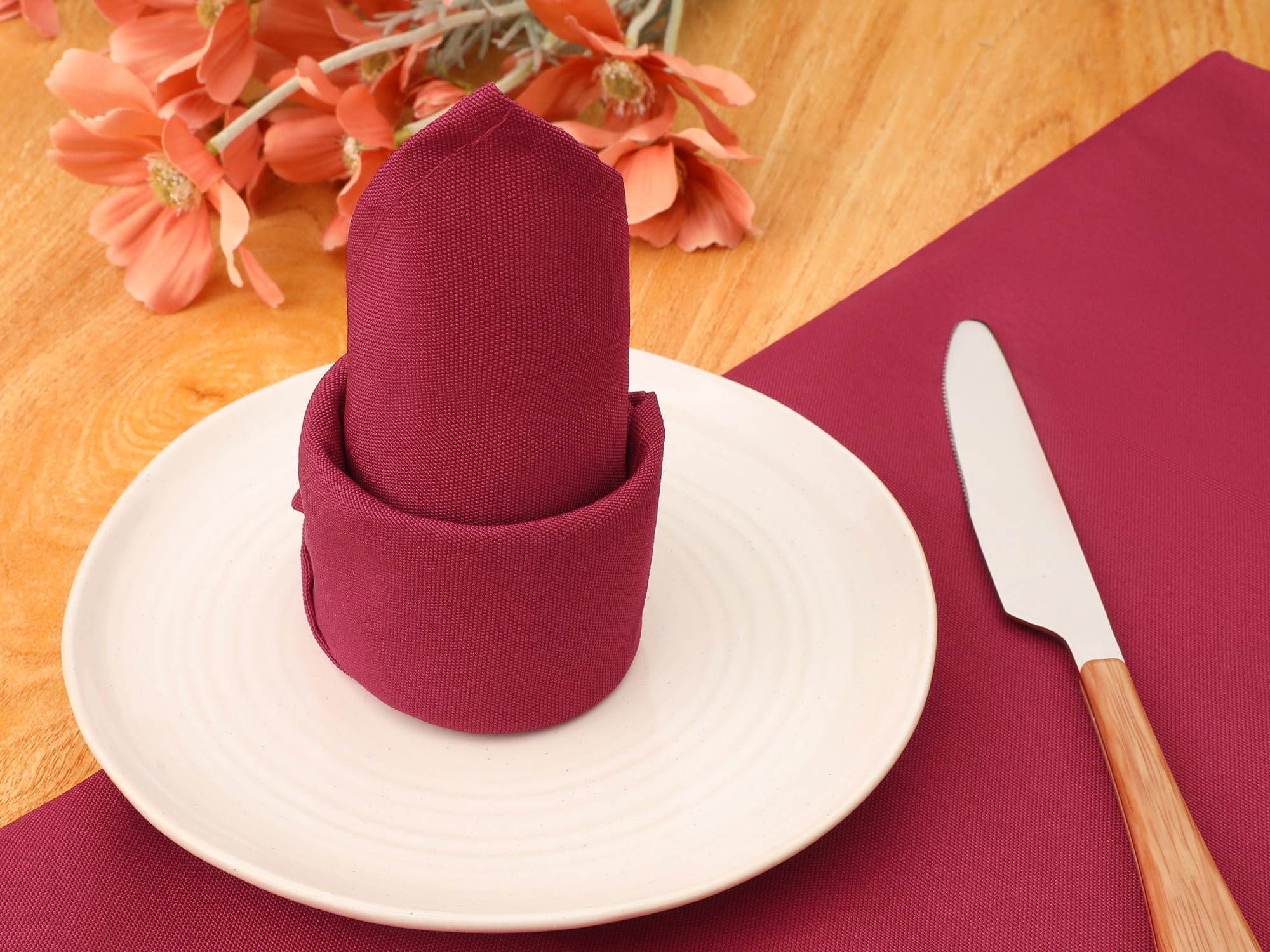 Unique Bargains 6 Pack Polyester Restaurant Cocktail Party Cloth Napkins Wine Red