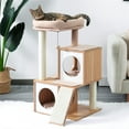 thumbnail image 2 of Pefilos 34" Cat Condo for Multiple Cats Luxury Cat Tree Houses for Indoor Cats with Spacious Perch, Fully Wrapped Scratching Sisal Posts Cat Tower for Big Cats, Beige, 2 of 8