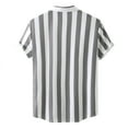 thumbnail image 3 of Mens Shirts Graphic Vintage Summer Hawaii Striped Prin Short Sleeve Turn Down Collar Button Shirts For Men Fashion Polo Grey XL, 3 of 5