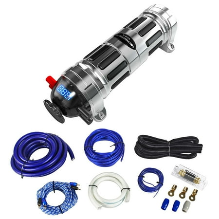 Soundstream Scx-4 4 Farad Car Audio Capacitor + Complete 0 Gauge Wire Kit W/ RCA