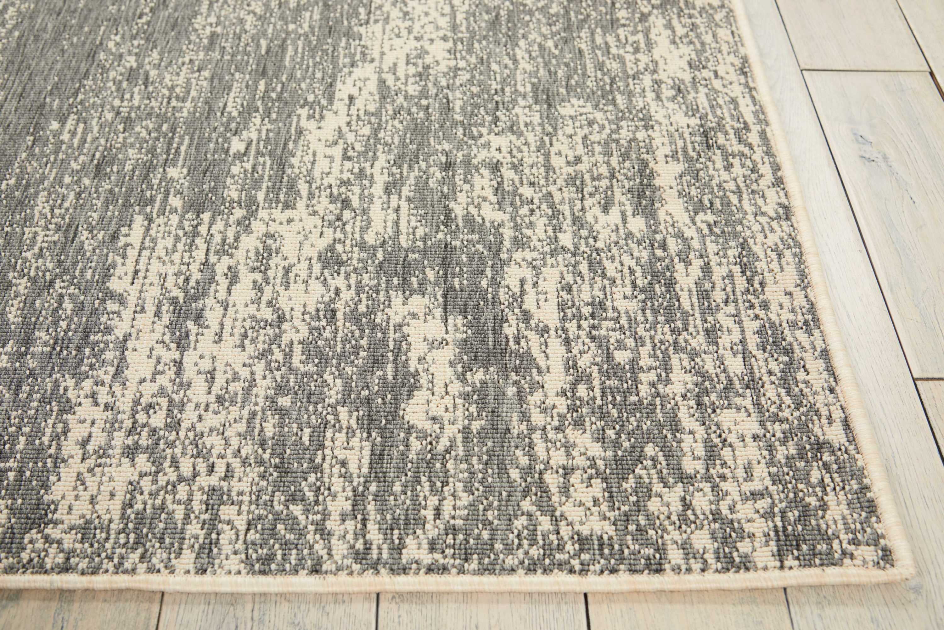 Nourison Lido Brushstroke Grey/Cream 9'3" x 12'9" Area Rug, (9x13)