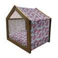 thumbnail image 2 of Rose Pet House, Vintage Blue Background with Sketchy Flowers in Pink Shades Nostalgic Theme, Outdoor & Indoor Portable Dog Kennel with Pillow and Cover, 5 Sizes, Pale Blue and Magenta, by Ambesonne, 2 of 5