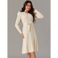 thumbnail image 2 of DARING DIVA Puff Long Sleeve Tie Waist Midi Sweater Dress XL Apricot, 2 of 5