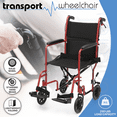 thumbnail image 3 of monicare *FDA APPROVED* Transport Wheelchair with Flip Back Backrest & Swing-Away Footrests, Folding Transport Chair with Hand Brake, 250lbs Weight Capacity, Red, 3 of 11